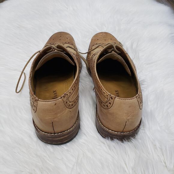 Cole Haan Wingtip Giraldo Derby Brogue Shoe British Tan 9M Leather Goodyear Sole - Picture 8 of 10